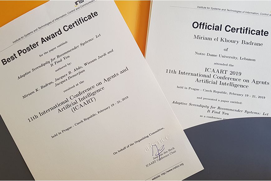 NDU GRADUATE TEAM WINS BEST POSTER AT ICAART