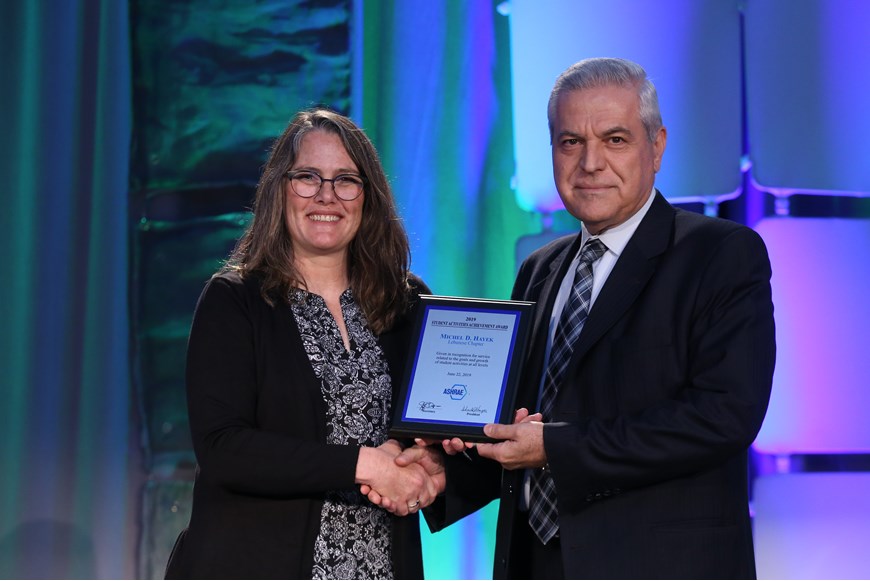 FE DEAN PRESENTED WITH ASHRAE STUDENT ACTIVITIES ACHIEVEMENT AWARD