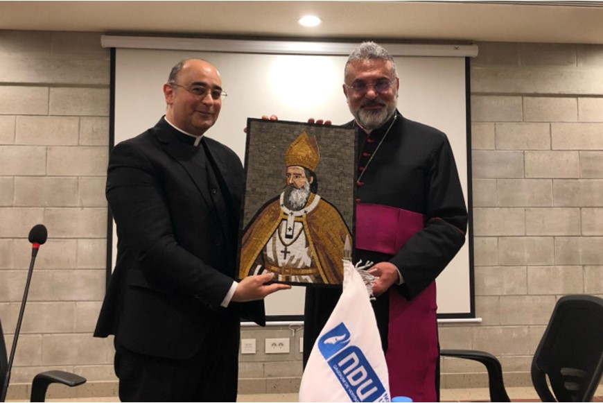 MARONITE ARCHBISHOP OF TRIPOLI H.E. YOUSSEF ANTOINE SOUEIF VISITS NDU NORTH LEBANON CAMPUS